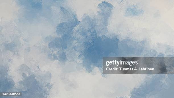 abstract light blue and grayish oil painting background with brush strokes imitating clouds in the sky. - heaven painting stock pictures, royalty-free photos & images