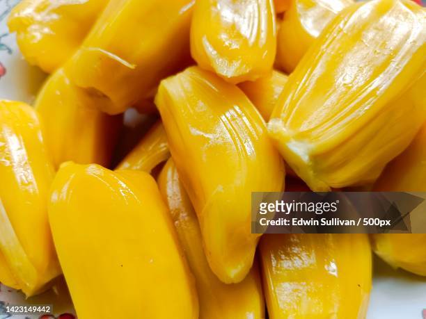 close-up of food in plate - jackfruit foto e immagini stock