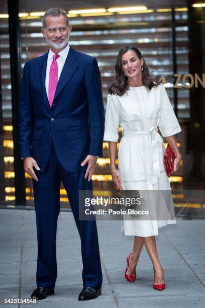 King Felipe VI of Spain and Queen Letizia of Spain attend The "Picasso Year" inauguration event at the Reina Sofia Museum on September 12, 2022 in...