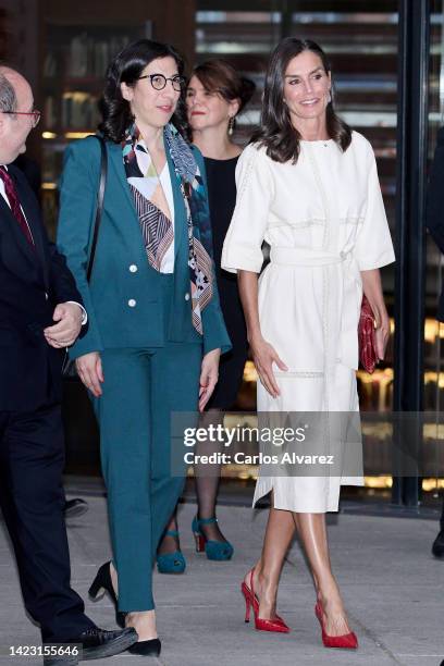 Minister of Culture of France, Rima Abdul Malak, and Queen Letizia of Spain inaugurates the 'Picasso Year' on the occasion of the 50th anniversary of...