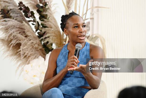 Venus Williams speaks onstage at GLAM SLAM Presented by NYFW: The Shows and Chase Sapphire Session 5: #COACHVENUS Q&A with Venus Williams during...