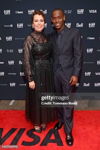 Olivia Colman and Micheal Ward attend the "Empire Of Light" Premiere at Princess of Wales on September 12, 2022 in Toronto, Ontario.