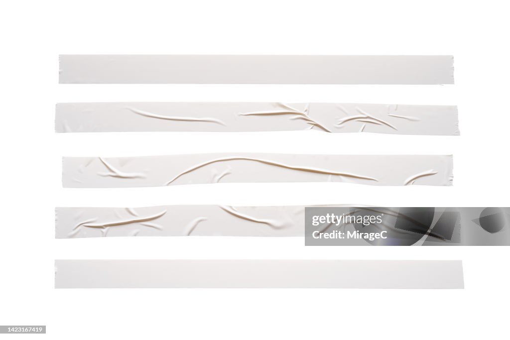 White Duct Tape Long Strips Isolated on White
