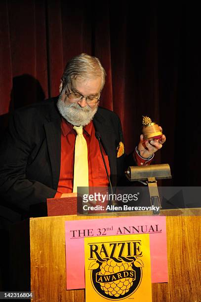 John Wilson presents at the 32nd Annual RAZZIE Awards Winners Announcement on April 1, 2012 in Santa Monica, California.