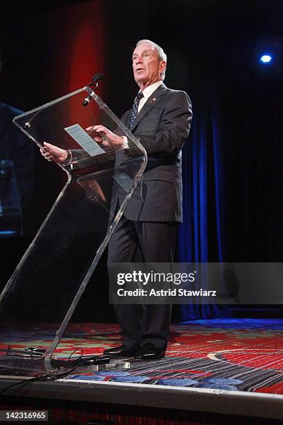 New York City Mayor Michael R. Bloomberg accepts the Governor's Award at the 55th Annual New York Emmy Awards gala at the Marriott Marquis Times...