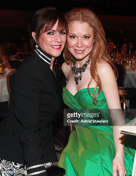 Colleen Zenk and Jacqueline Gonzalez attend the 55th Annual New York Emmy Awards gala at the Marriott Marquis Times Square on April 1, 2012 in New...
