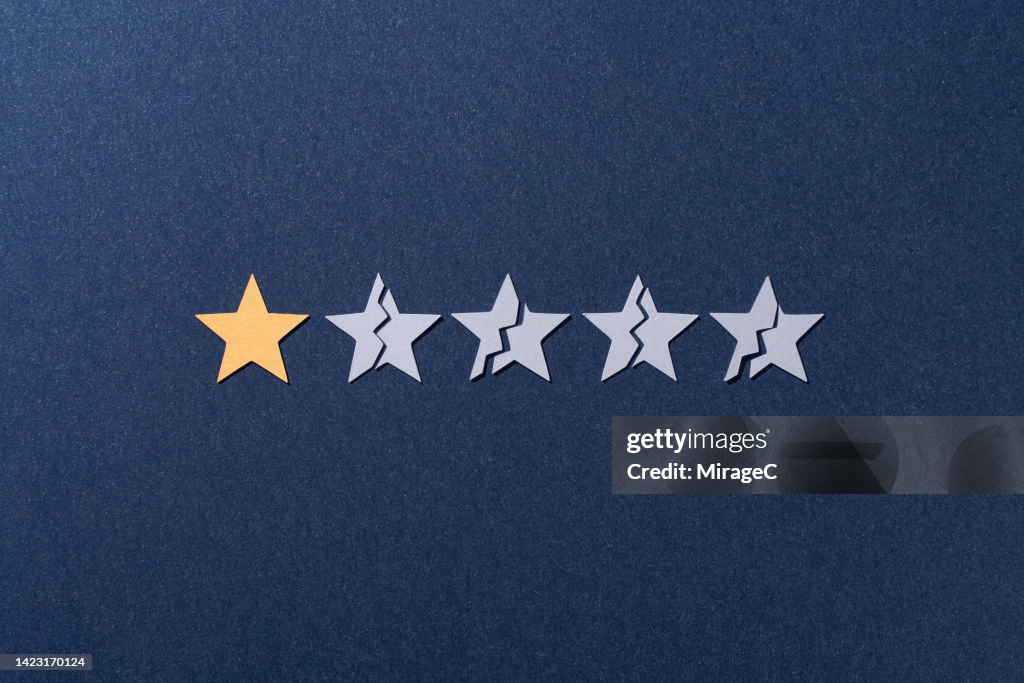 One Star R Low Star Rating With Only One Star Left Dissatisfaction Bad Review High ...