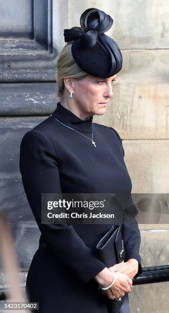 Sophie, Countess of Forfar arrives at St Giles Cathedral on September 12, 2022 in Edinburgh, Scotland. King Charles III joins the procession...