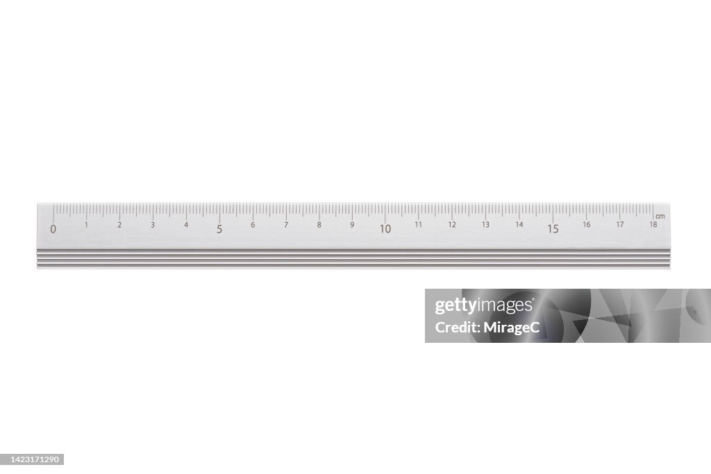 Silver Colored 18cm Aluminum Metal Ruler Isolated on White