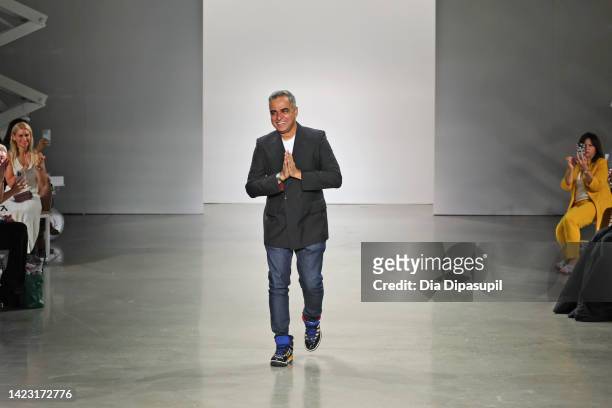 Designer Bibhu Mohapatra walks the runway at the Bibhu Mohapatra fashion show during September 2022 New York Fashion Week: The Shows at Gallery at...