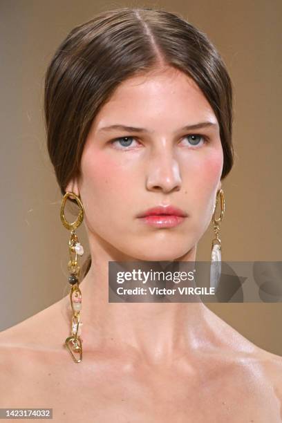 Model walks the runway during the Ulla Johnson Ready to Wear Spring/Summer 2023 fashion show as part of the New York Fashion Week on September 11,...