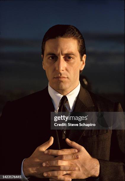 Portrait of American actor Al Pacino as a promotional still for the film 'The Godfather Part II' , New York, 1973.