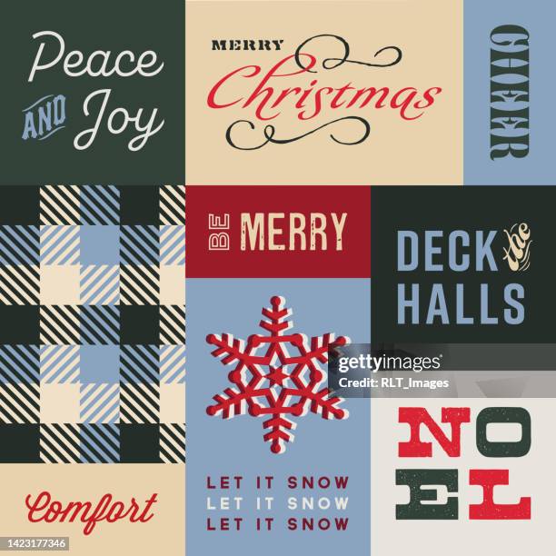 December Pattern Collage Merry Christmas Seasonal Collage Pattern High-Res Vector Graphic ...