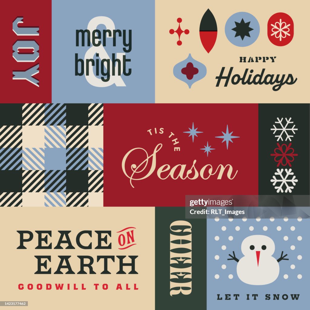 December Pattern Collage Winter Holiday Seasonal Collage Pattern High-Res Vector Graphic - Getty ...