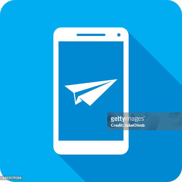 paper airplane smartphone icon silhouette - vision icon stock illustrations