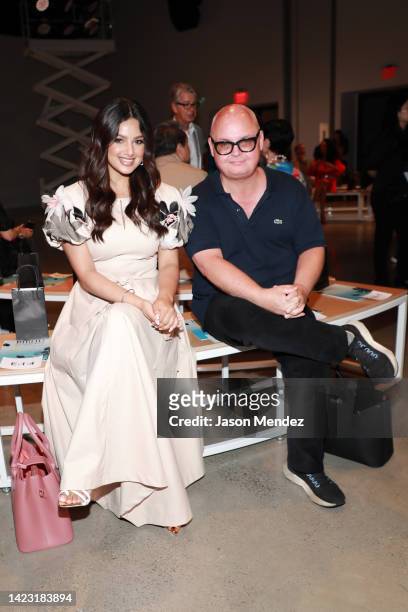 Harnaaz Kaur Sandhu and Mickey Boardman attend the Bibhu Mohapatra fashion show during September 2022 New York Fashion Week: The Shows at Gallery at...