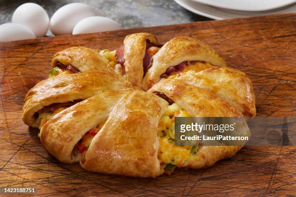 breakfast crescent ring - puff pastry stock pictures, royalty-free photos & images