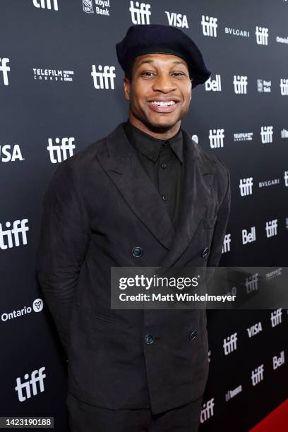 Jonathan Majors attends the "Devotion" Premiere at Cinesphere on September 12, 2022 in Toronto, Ontario.