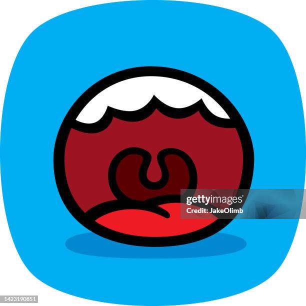 mouth open doodle 1 - dentures stock illustrations