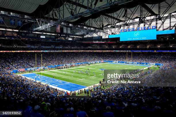 An overall view is pictured before the game between the Detroit Lions and Philadelphia Eagles at Ford Field on September 11, 2022 in Detroit,...