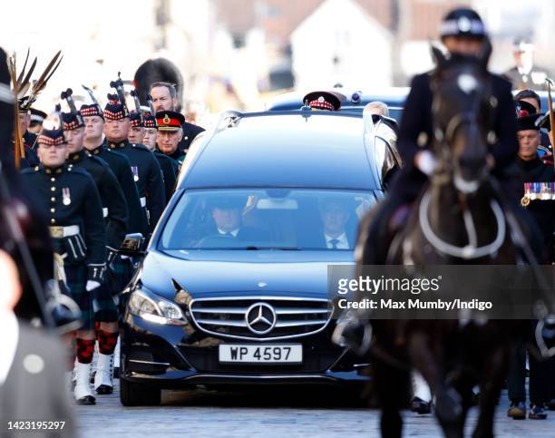 King Charles III takes part in a procession escorting Queen Elizabeth II's coffin along The Royal Mile to St Giles' Cathedral for a Service of...