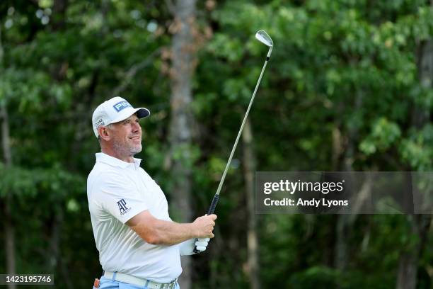 Lee Westwood during Day Three of the LIV Golf Invitational - Boston at The Oaks golf course at The International on September 04, 2022 in Bolton,...