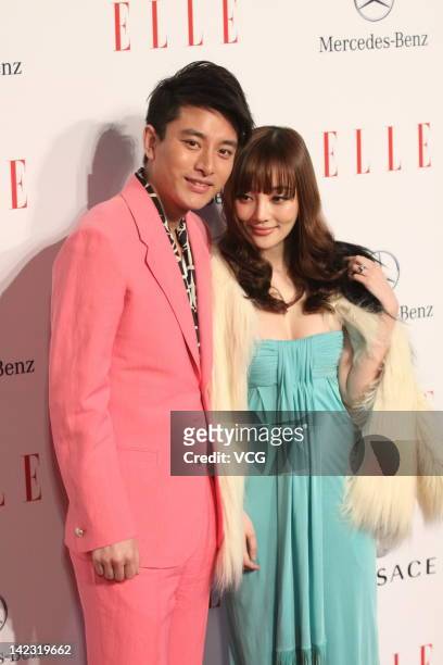 Actress Li Xiaolu and actor Jia Nailiang attend the ELLE Semi-monthly Launch & Mercedes-Benz China Fashion Week Celebration Party on the eighth day...
