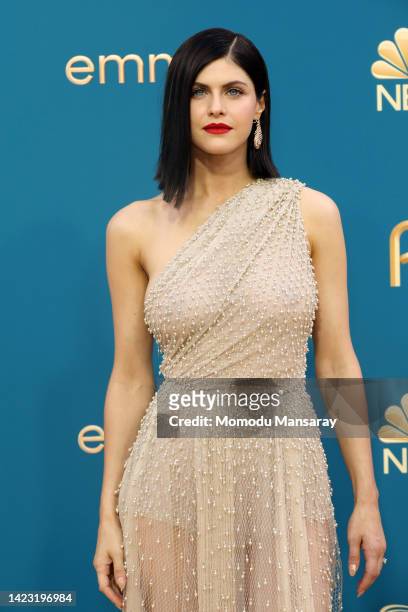 Alexandra Daddario attends the 74th Primetime Emmys at Microsoft Theater on September 12, 2022 in Los Angeles, California.