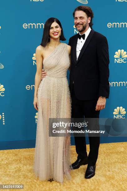 Alexandra Daddario and Andrew Form attend the 74th Primetime Emmys at Microsoft Theater on September 12, 2022 in Los Angeles, California.