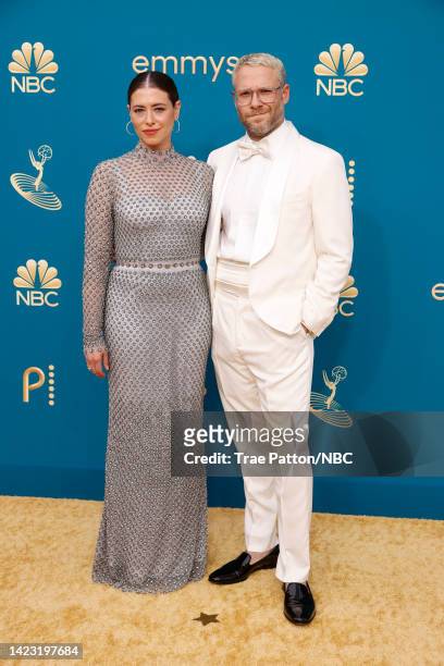 74th ANNUAL PRIMETIME EMMY AWARDS -- Pictured: Lauren Miller Rogen and Seth Rogen arrive to the 74th Annual Primetime Emmy Awards held at the...
