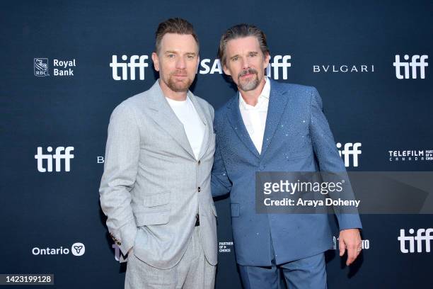 Ewan McGregor and Ethan Hawke attend the "Raymond & Ray" Premiere during the 2022 Toronto International Film Festival at Roy Thomson Hall on...