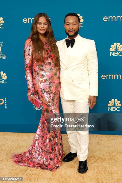 Chrissy Teigen and John Legend attend the 74th Primetime Emmys at Microsoft Theater on September 12, 2022 in Los Angeles, California.