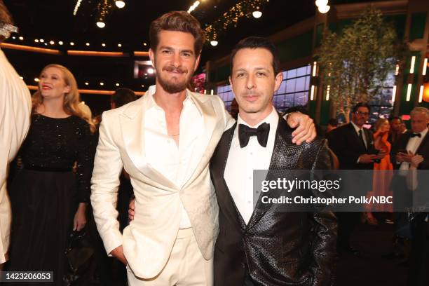 74th ANNUAL PRIMETIME EMMY AWARDS -- Pictured: Andrew Garfield and Jeremy Strong attend the 74th Annual Primetime Emmy Awards held at the Microsoft...