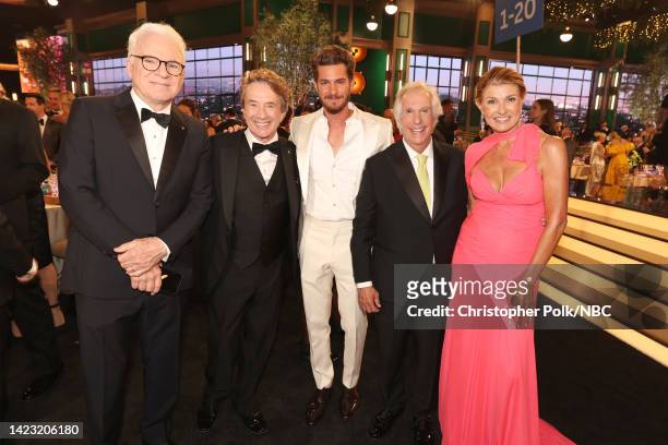 74th ANNUAL PRIMETIME EMMY AWARDS -- Pictured: Steve Martin, Martin Short, Andrew Garfield, Henry Winkler, and Connie Britton attend the 74th Annual...