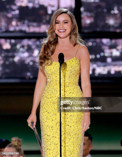 74th ANNUAL PRIMETIME EMMY AWARDS -- Pictured: Sofía Vergara speaks on stage during the 74th Annual Primetime Emmy Awards held at the Microsoft...