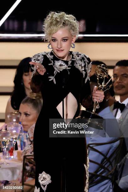 Julia Garner accepts the Outstanding Supporting Actress in a Drama Series award for ‘Ozark’ onstage during the 74th Primetime Emmys at Microsoft...