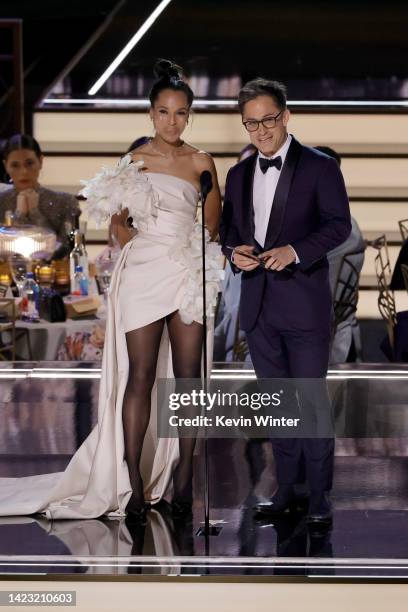 Kerry Washington and Gael García Bernal speak onstage during the 74th Primetime Emmys at Microsoft Theater on September 12, 2022 in Los Angeles,...