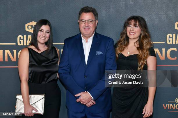 Jenny Gill Van Valkenburg, honoree Vince Gill and Corrina Grant Gill attend CMT Giants: Vince Gill at The Fisher Center for the Performing Arts on...