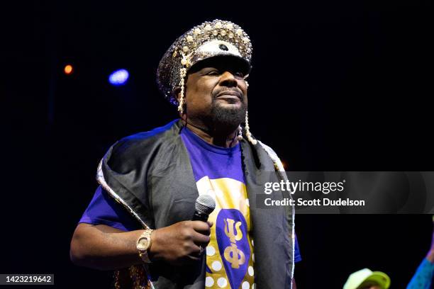 Rock and Roll Hall of Fame member George Clinton, founding member of Parliament-Funkadelic, performs onstage at YouTube Theater on August 17, 2022 in...