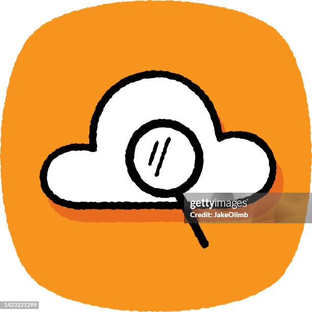 cloud magnifying glass doodle 7 - usability testing stock illustrations