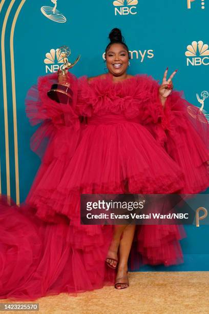 74th ANNUAL PRIMETIME EMMY AWARDS -- Pictured: Lizzo, winner of Competition Program for “Lizzo’s Watch Out for the Big Grrrls”, for poses in the...