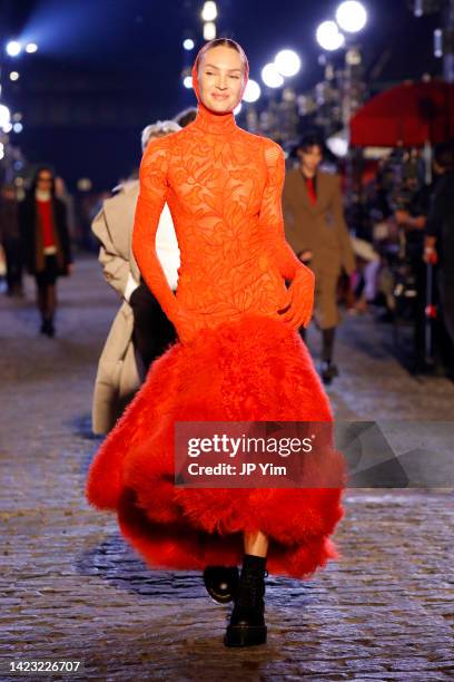 Candice Swanepoel walks the runway for VOGUE World: New York on September 12, 2022 in New York City.