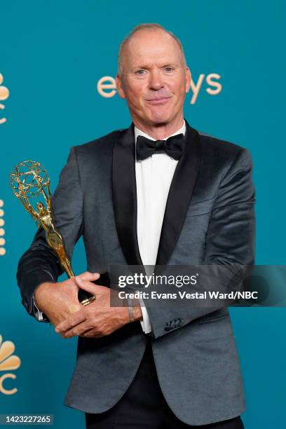 74th ANNUAL PRIMETIME EMMY AWARDS -- Pictured: Michael Keaton, winner of Lead Actor in a Limited Series or Movie for “Dopesick”, poses in the press...