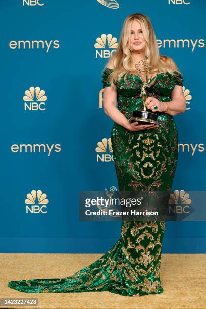 Jennifer Coolidge, winner of the Outstanding Supporting Actress in a Limited or Anthology Series or Movie award for ‘The White Lotus,’ poses in the...