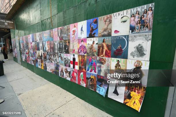 View of VOGUE magazine wheatpaste posters on display at VOGUE World: New York on September 12, 2022 in New York City.