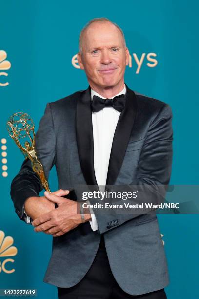 74th ANNUAL PRIMETIME EMMY AWARDS -- Pictured: Michael Keaton, winner of Lead Actor in a Limited Series or Movie for “Dopesick”, poses in the press...