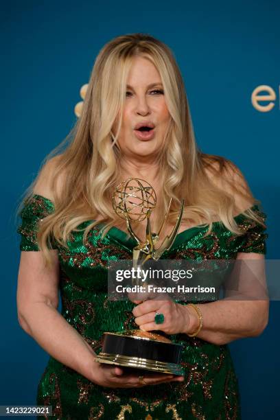 Jennifer Coolidge, winner of the Outstanding Supporting Actress in a Limited or Anthology Series or Movie award for ‘The White Lotus,’ poses in the...