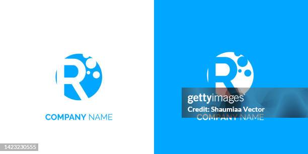 initial letter r logo isolated on white and blue background. usable for business, branding and technology logos. flat vector logo design template element - r logo stock illustrations