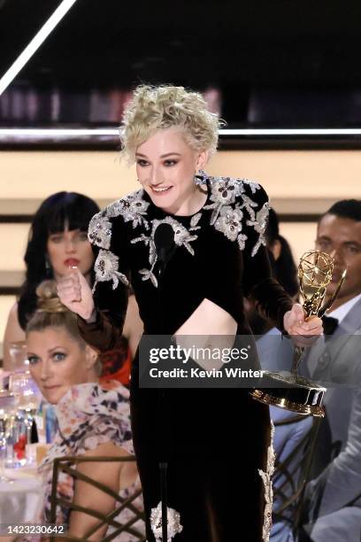 Julia Garner accepts Outstanding Supporting Actress in a Drama Series for ‘Ozark’ onstage during the 74th Primetime Emmys at Microsoft Theater on...