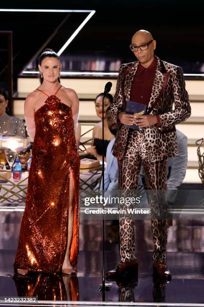 Juliette Lewis and RuPaul speak onstage during the 74th Primetime Emmys at Microsoft Theater on September 12, 2022 in Los Angeles, California.